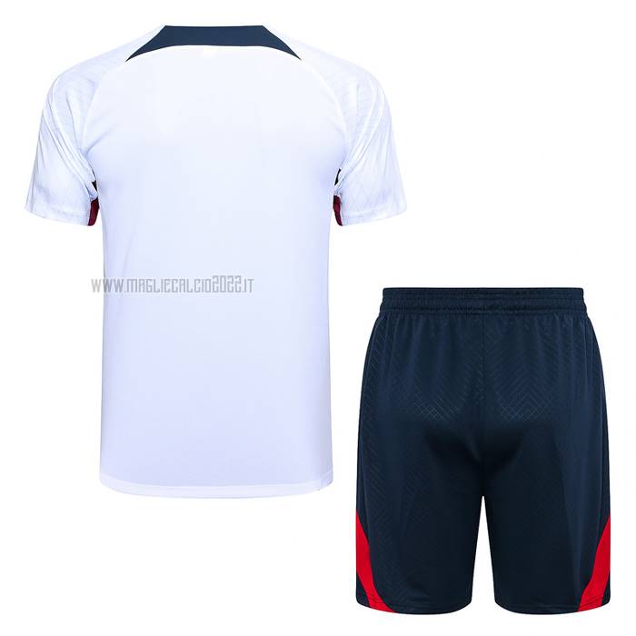 Tuta da Track del Paris Saint-Germain Manga Corta 2023-2024 Blanco - Pantalon Corto